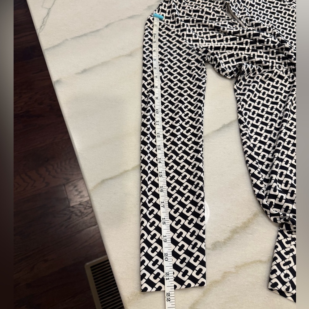 DVF Diane Von Furstenberg Dress Size 4 Black White Chain Link Silk - Picture 5 of 16